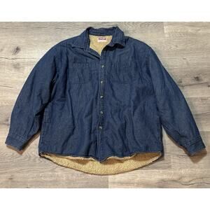 Wrangler Premium Quality Mens XL Denim Sherpa Lined Shirt Jacket Blue
